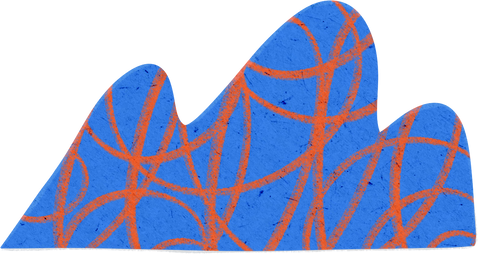 Scribbled Blue and Orange Wavy Top Paper Cut-out